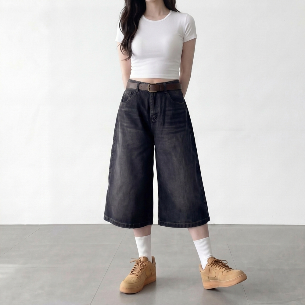 버뮤다청반바지 5부청반바지 데님버뮤다팬츠 7부청바지 이미지 4