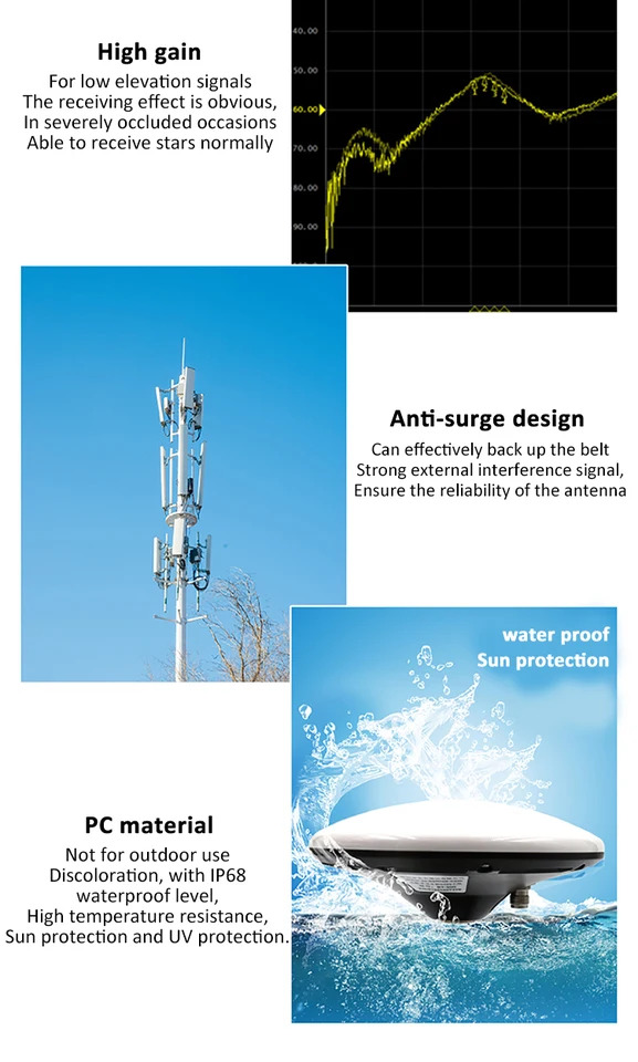 KingRF 액티브 Gnss GPS 고정밀 측량 안테나 농업자동차