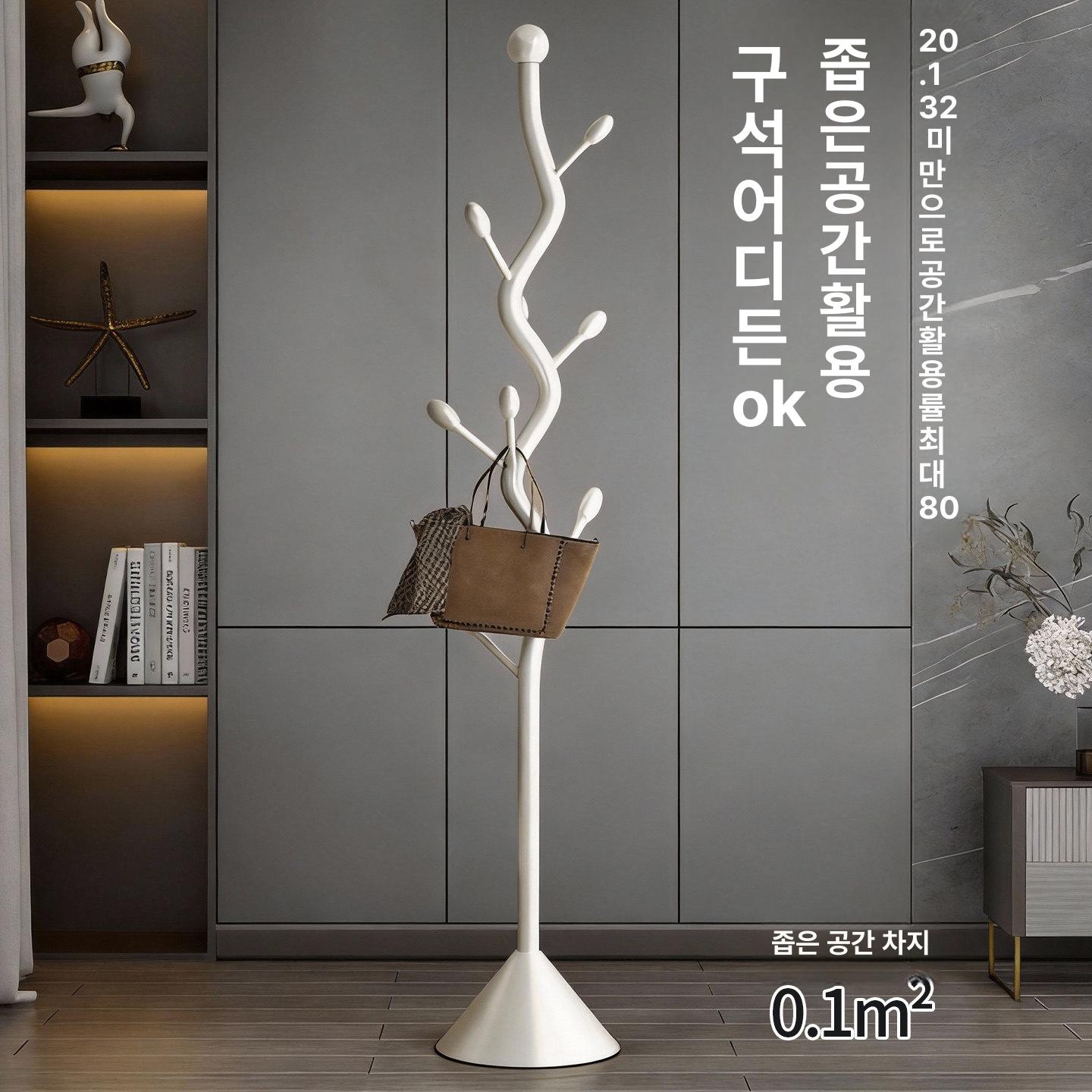 철제 옷걸이행거 코트걸이 이동식 실내 스탠드행거 코트랙 북유럽 바퀴 바지걸이 - 상세 이미지 2
