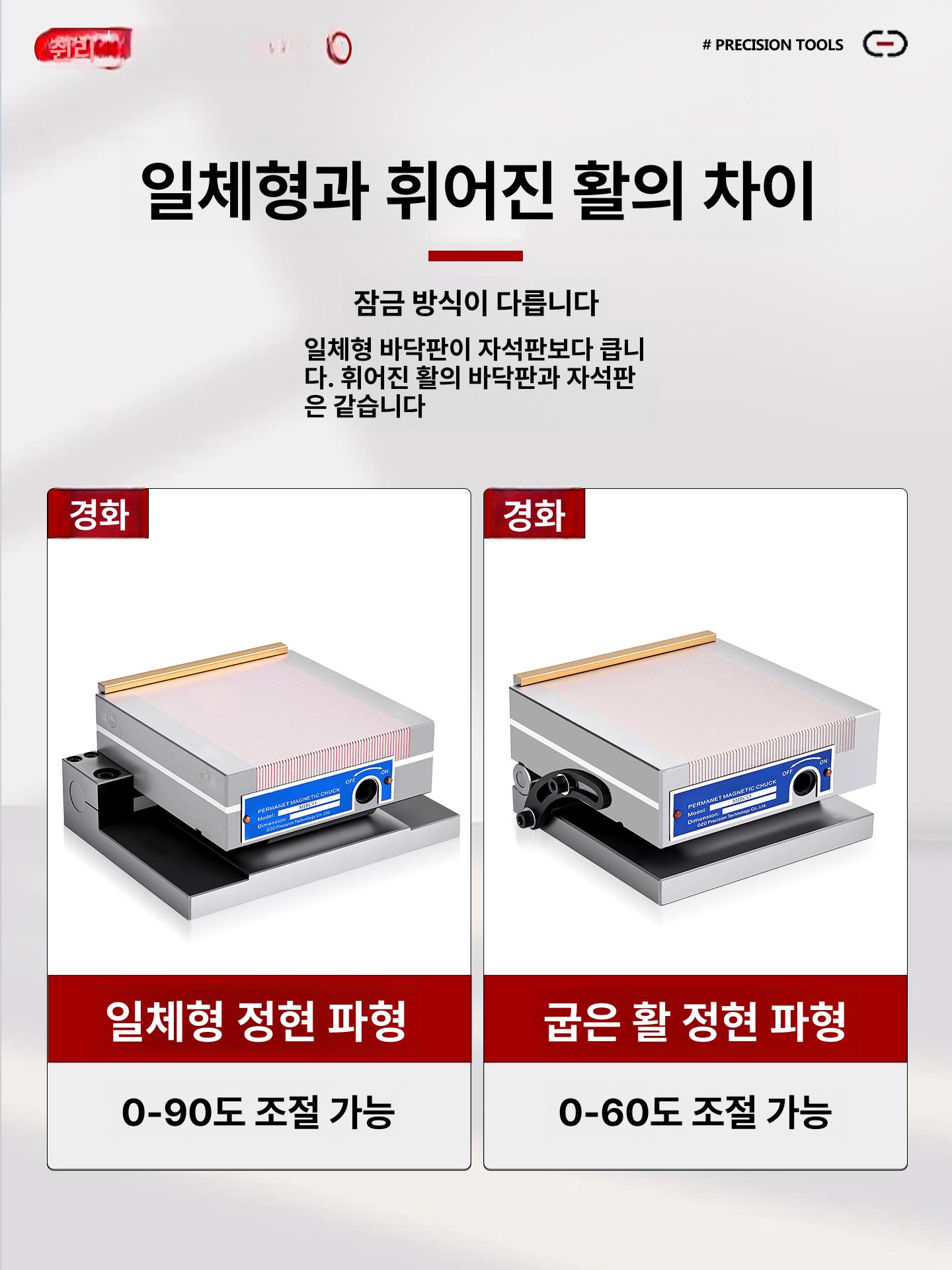 자기 테이블 바이스 밀링 연삭기용 마그네틱척 가공 각도 영구자석척 고정밀 클램프 - 상세 이미지 3