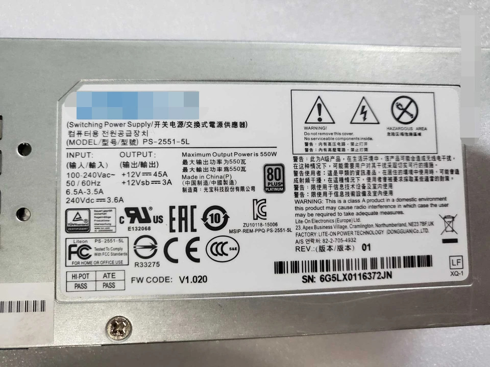 DPS-550AB-11 A PS-2550-5L pur NF5270M4 서버 전원 모듈