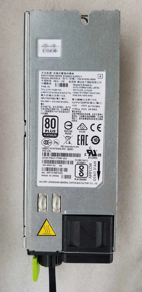 시스코 서버 전원공급장치UCSC-PSU1-770W 700-014160-0000 PS-2771-1S-LF