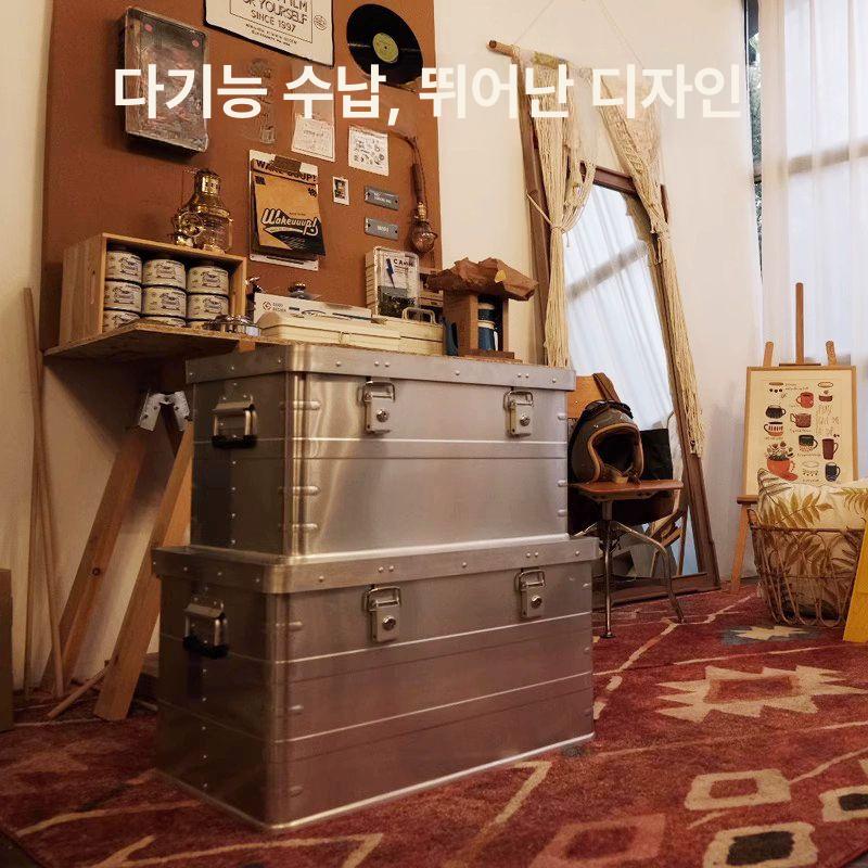 알루미늄 트렁크 대형 상자 수납박스 수납함 아웃도어 차량용 경량 다기능 캠핑용 - 상세 이미지 2