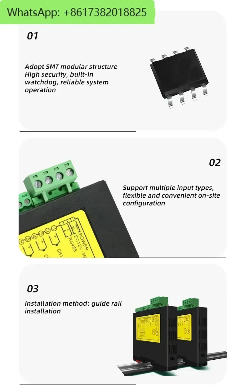 4 채널 초박형 DIN35 DCS/PLC/HMI 절연 0-5V/1-5V/0-10V/0-10ma/0-20ma/4-20ma 아날로그 출력 모듈RS485 MODBUS 포함