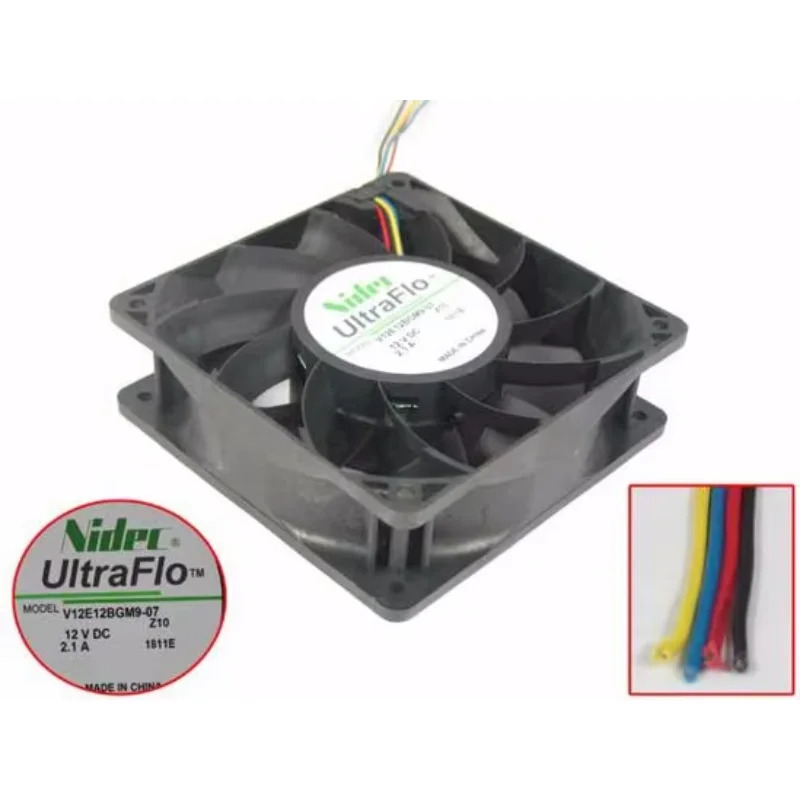 Nidec V12E12BGM호환9-07 4 선 서버 냉각팬 DC 12V 2.1A mm