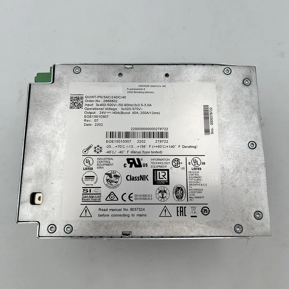피닉스 스위칭 전원공급장치 작업미세 QUINT-PS/3AC/24DC/40 2866802 QUINT POWER 24VDC/40A