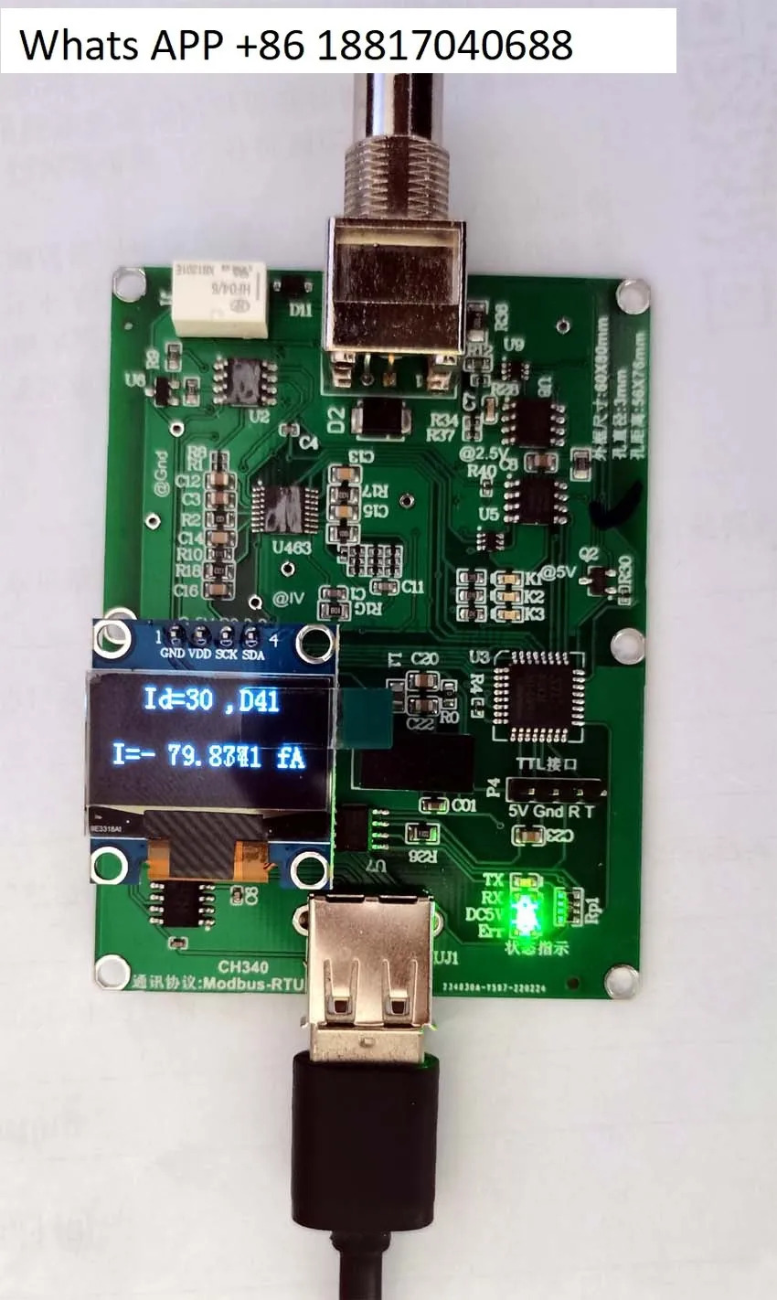 D41-USB 광범위 약전류 측정 모듈 10pA-1A 피코암페어 미터 OLED 디스플레이 포함