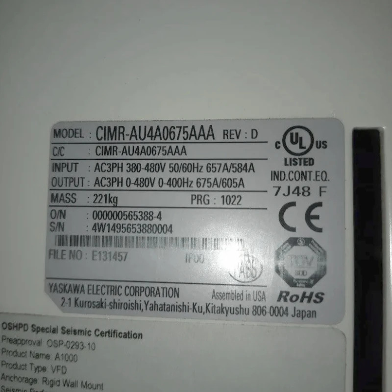 새 Yaskawa CIMR-AU4A0675AAA 인버터