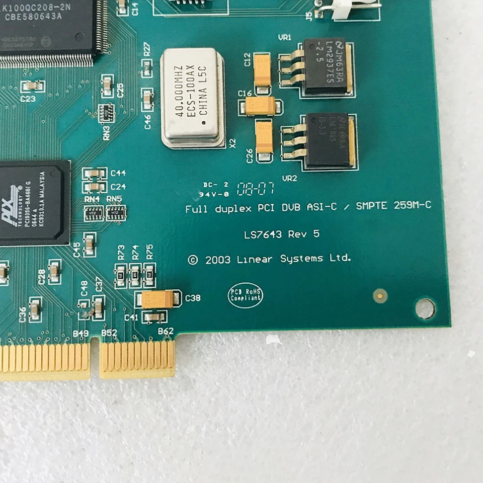 DVEO 코드스 출력 카드LS7643 Rev 5 풀 듀플렉스 PCI DVB ASI-C /SMPTE 259M-C
