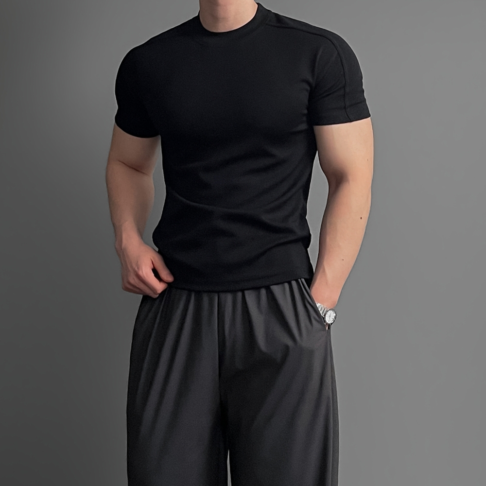 머슬핏 머슬핏반팔 어깨넓어보이는반팔 쿨링티셔츠 - 상세 이미지 2