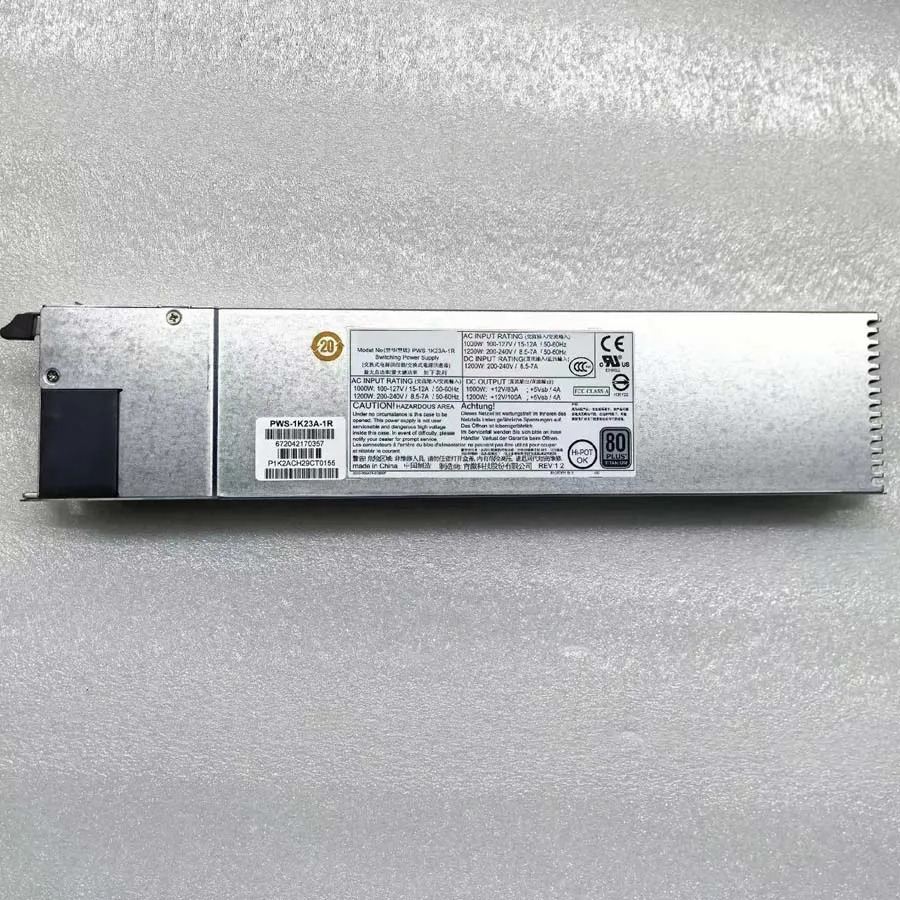 슈퍼마이크로 PWS-1K23A-1R 오리지널 예비 티타늄 전원공급장치 PSU 1200W 1U 80 플러스