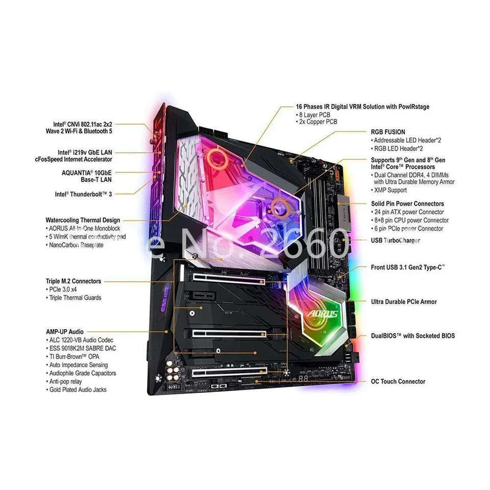 기가 바이트호환 Z390 AORUS XTREME 워터포스 마더보드 LGA1151 DDR4 128GB E- 신
