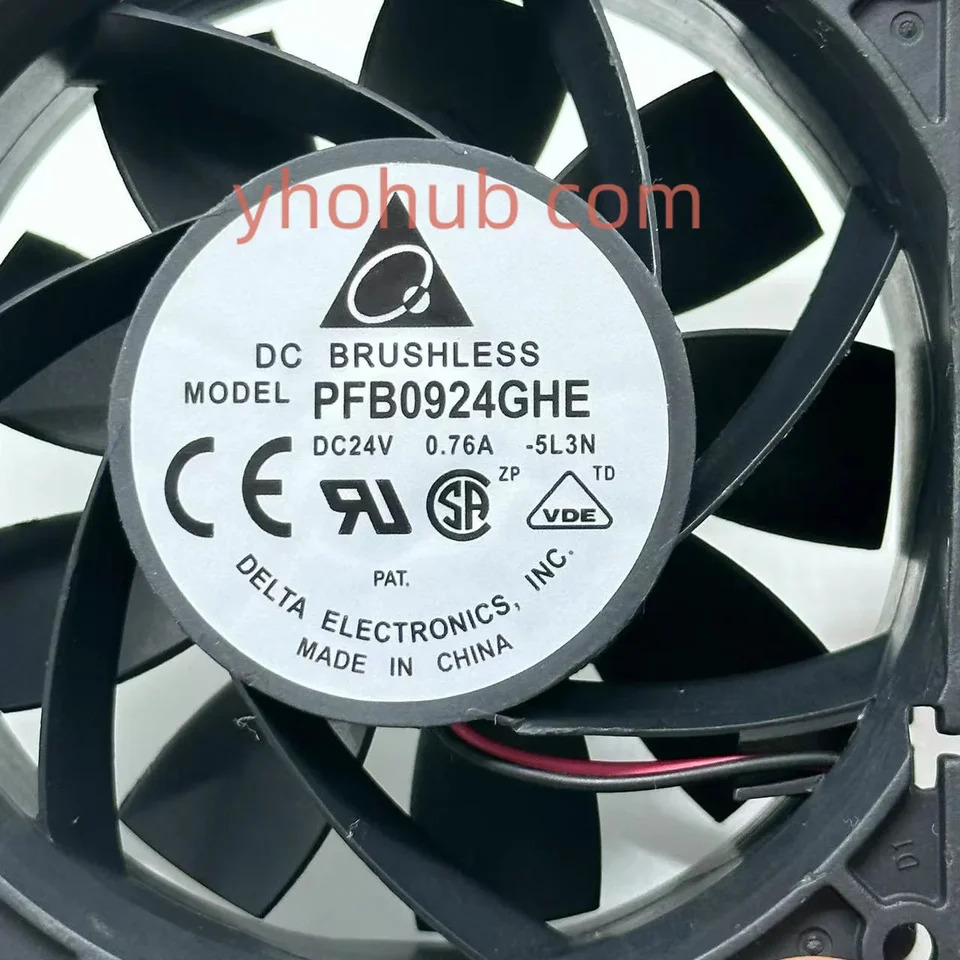 Delta Electronics PFB0924GHE 2 와이어 서버 냉각팬 DC 24V 0.76A 90x90x38mm
