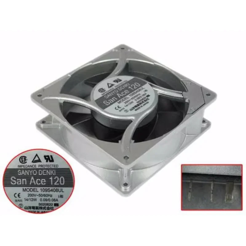 Sanyo Denki 서버 냉각팬 109S408UL AC 200V 12W mm