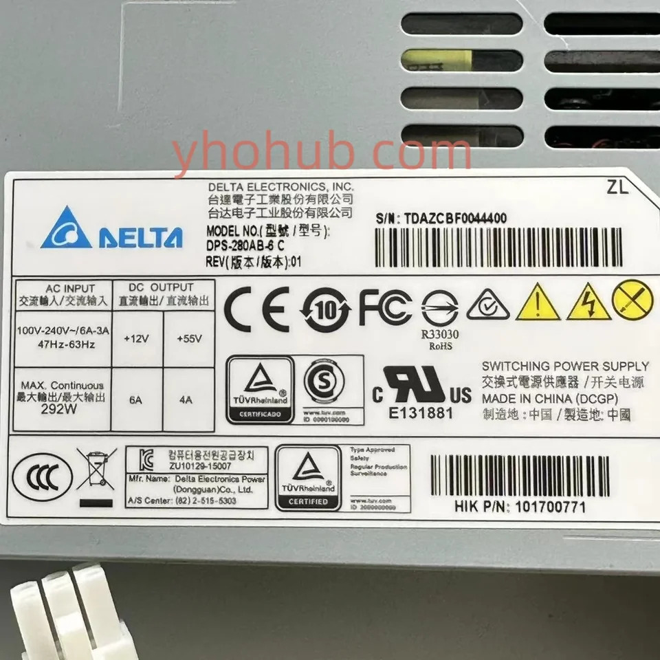 델타 전DPS-280AB-6 C 서버 전원공급장치 292W