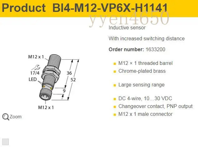 TURCK Bi4-M12-VP6X-H1141 유도 센서 신