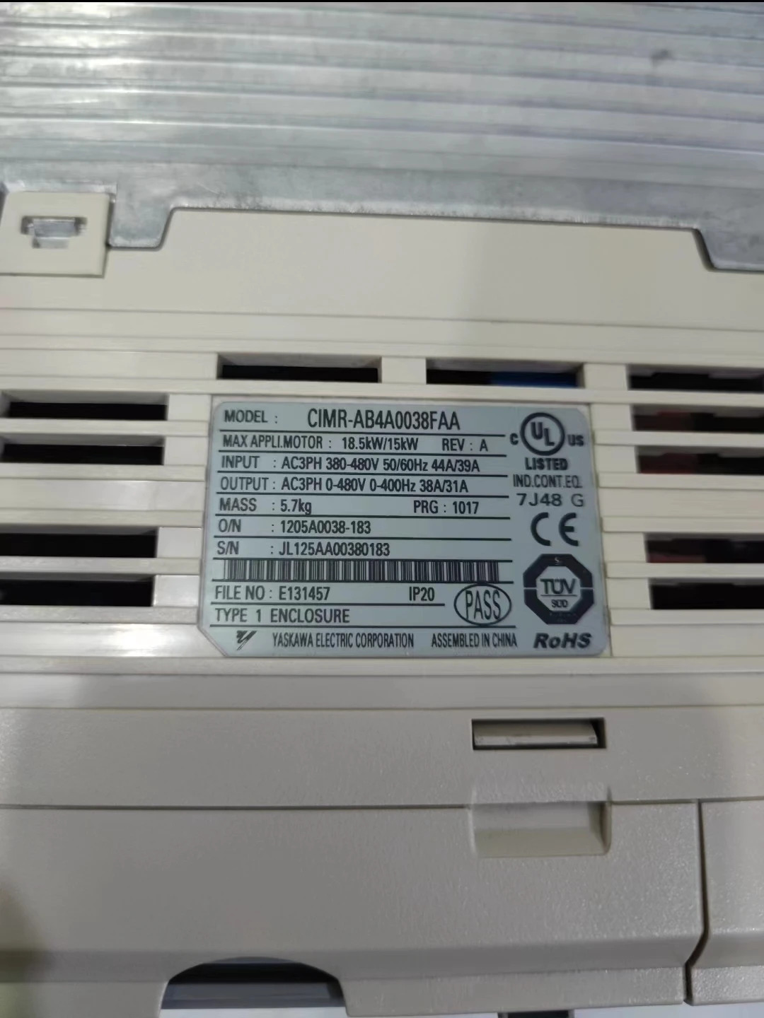CIMR-AB4A0038FAA 리퍼 A1000 시리즈 인버터 18.5kW/15kW 기능 작동 OK