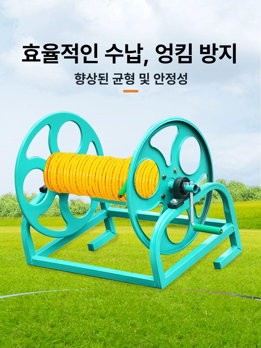 농업용 벽걸이형 워터릴 카트 급수 정원 청소 원예용 스테인레스 물호스릴 거치대 - 상세 이미지 4