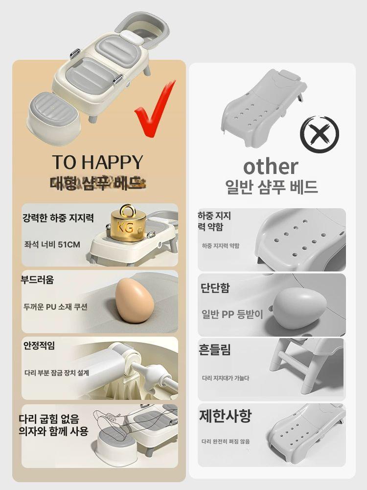 접이식 침대 샴푸베드 간이 성인샴푸의자 성인용 머리감는의자 복지용구 보조기 - 상세 이미지 2