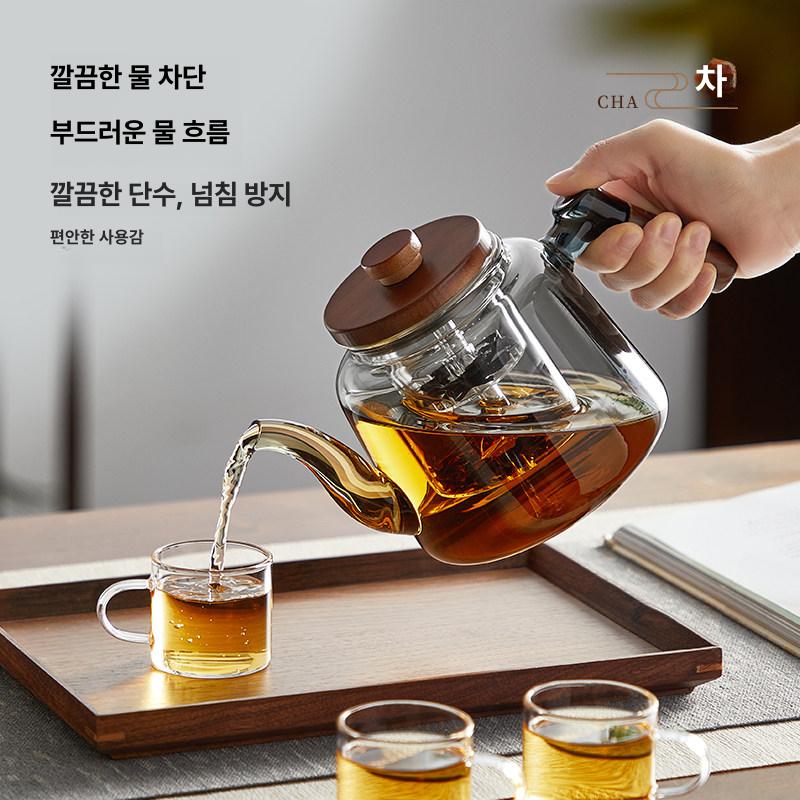 내열 티팟 핸드 차주전자 메이커 차포트 유리주전자 원형 원룸용 전기 유리포트 이상 - 상세 이미지 2