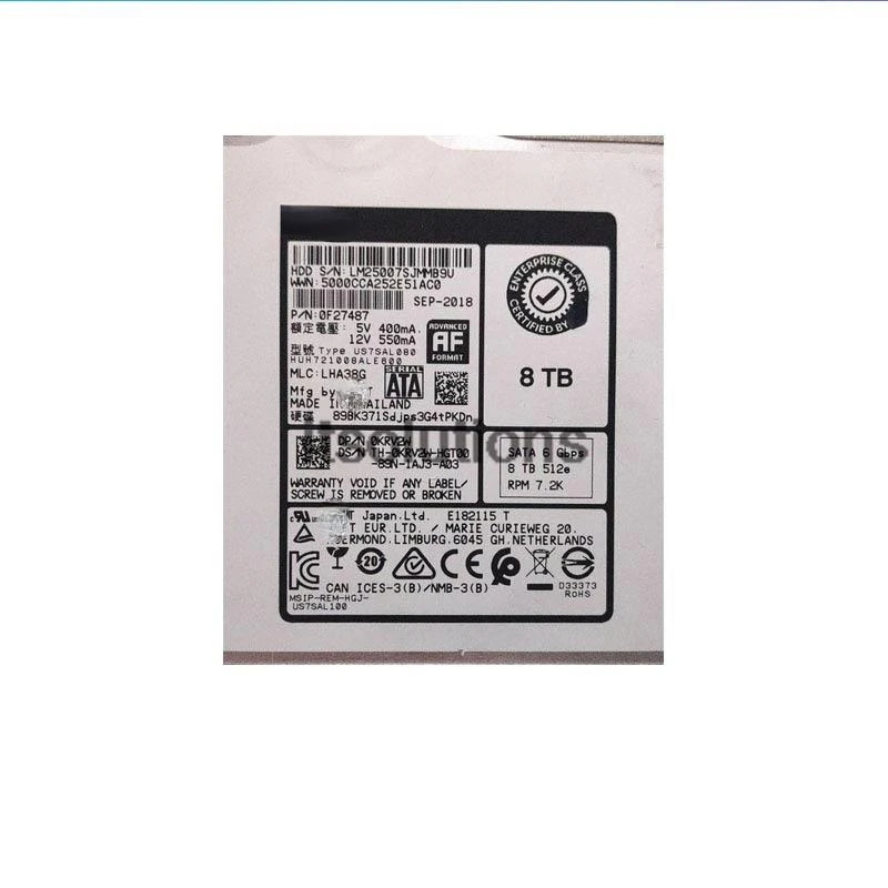 hp호환 834028-B21 834131-001 8TB SATA 6Gb 7.2K LFF 3.5