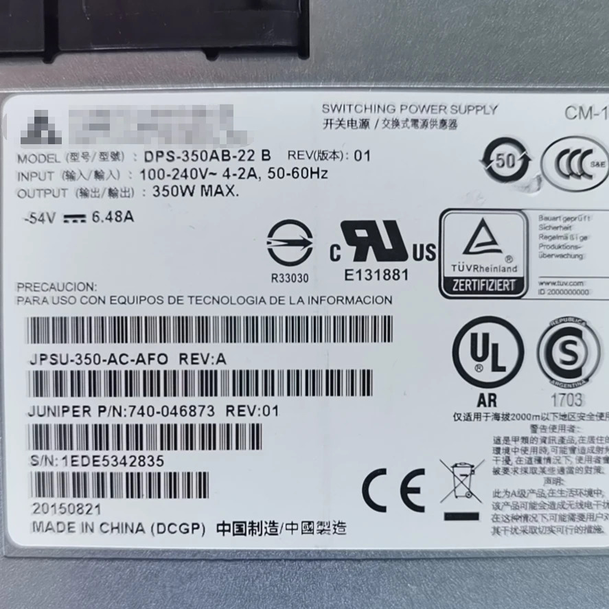 DPS-350AB-22 B 주니퍼 네트워크 스위치 전원공급장치 JPSU-350-AC-AFO 740-046873