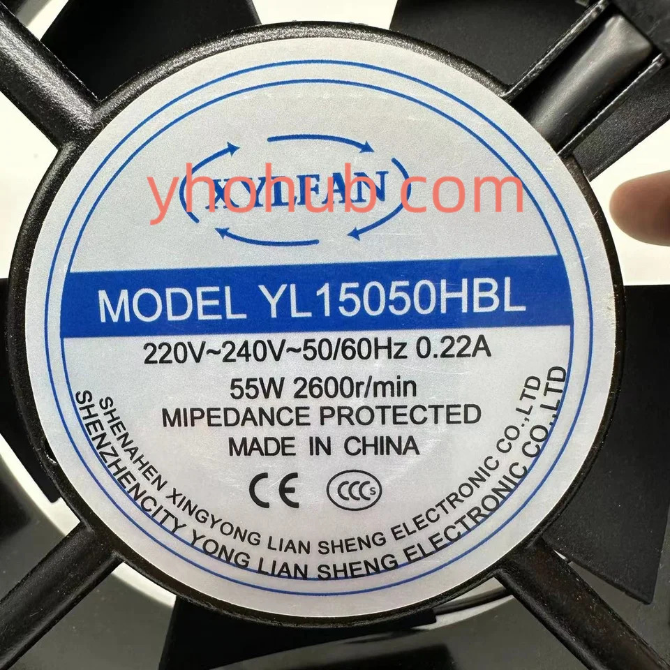 XYLFAN YL15050HBL 서버 냉각팬 AC 220V 0.22A 150x150x50mm 2핀