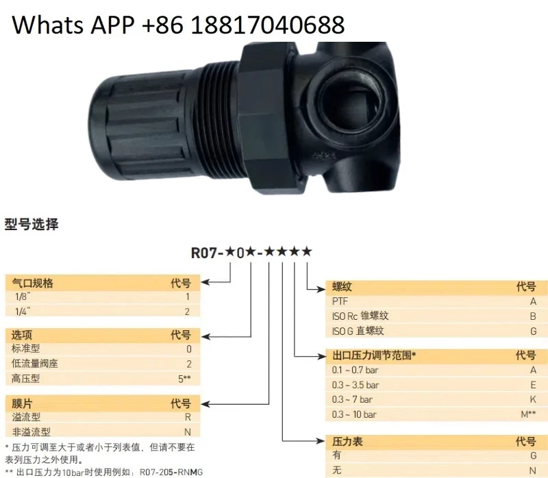 R07-200-RNKG 압력 조절기 100/RNKA/RNEG RNAG RNKB RNEA