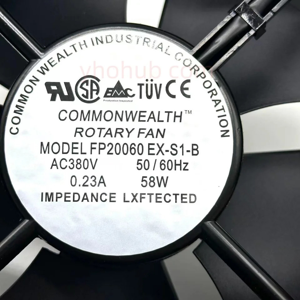 COMMON 2 와이어 서버 냉각팬 EX-S1-B AC 380V 0.23A 220x220x60mm FP20060