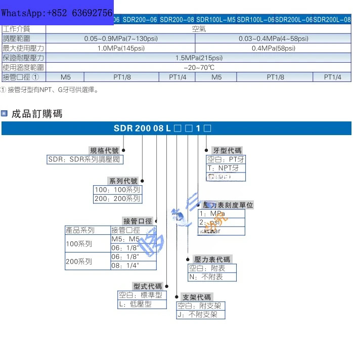 브래킷 감압밸브 SDR100-06 SDR100M5 SDR200-06 SDR200-08