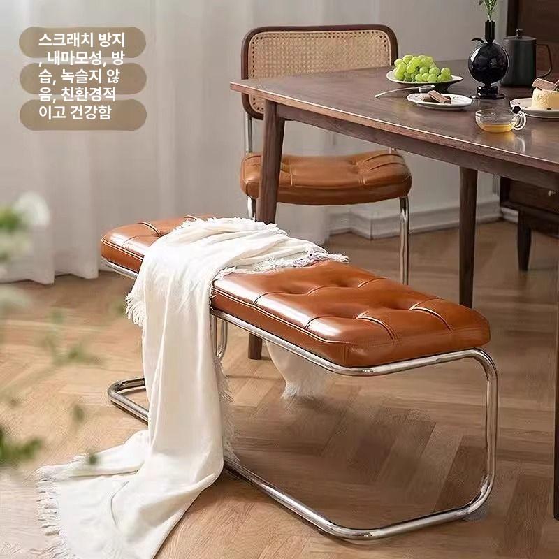철제 벤치형의자 좌석 휴식 현관 업소용 등받이 다이닝 식탁의자 가죽벤치의자 - 상세 이미지 2
