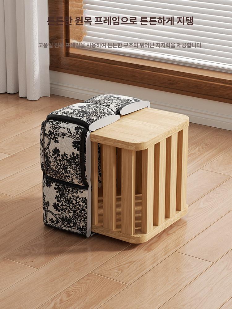 가정용 스텝스툴 원목 풋스톨 원형 벤치 걸상 사각 체어 북유럽 다용도 스툴의자 심플 - 상세 이미지 2