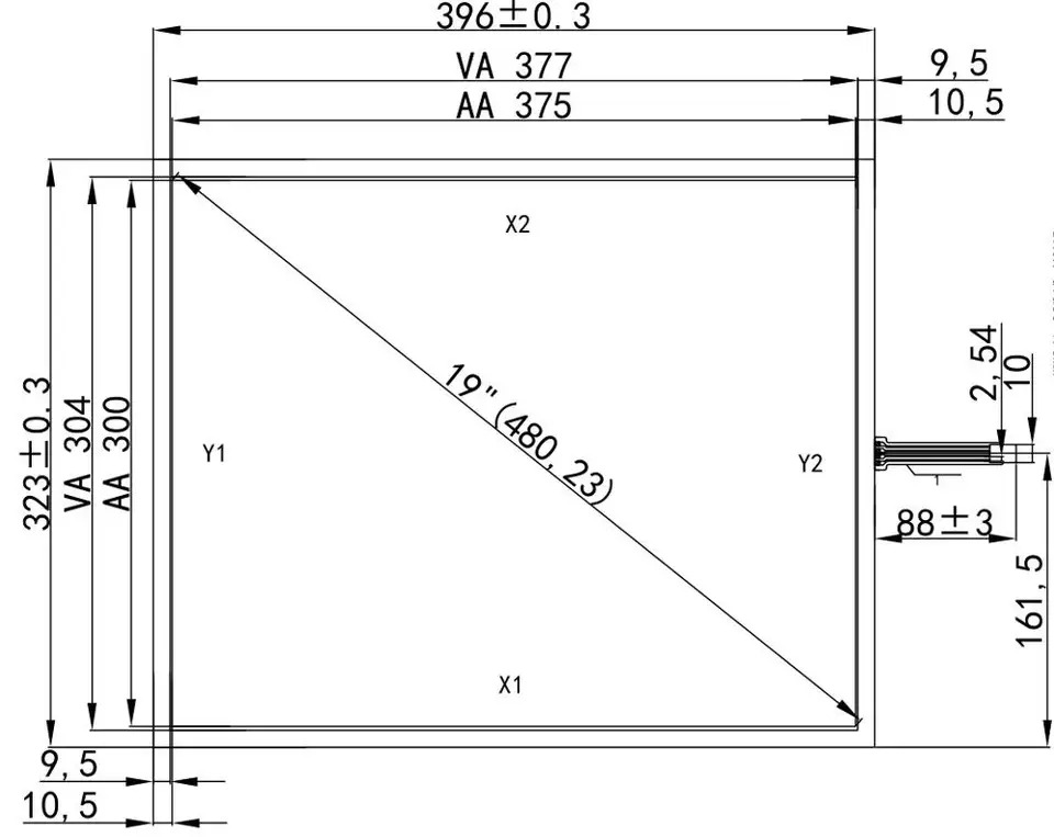 산업터치 스크린 초박형 4 선 저항성 터치 19 인치 3 0.5mm