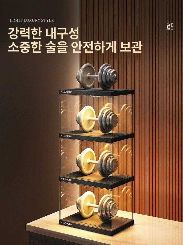 소형 투명장식장 진열대 위스키 수납장 아크릴 미니 술 디스플레이 도어 랙 - 상세 이미지 5