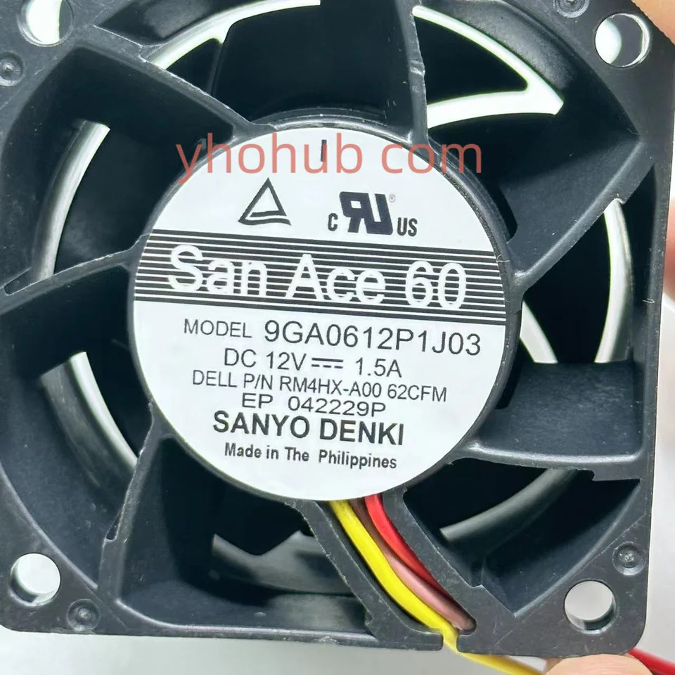 Sanyo Denki 4 와이어 서버 냉각팬 9GA0612P1J03 DC 12V 1.50A 60x60x38mm