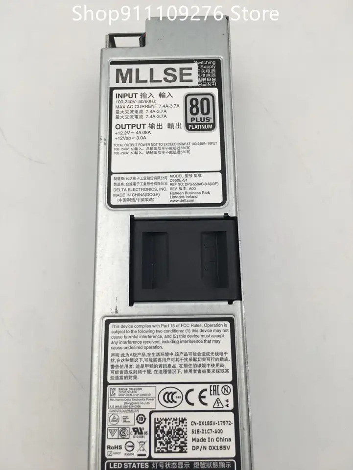 Dell R430 R440 MAX 550W 서버 전원공급장치 D550E-S1 0X185V L550E-S1 0034X1 PSU