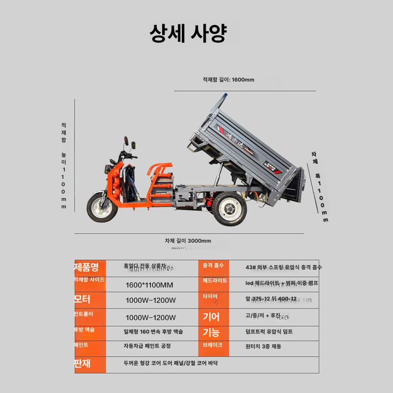 전동스쿠터 세발 전기오토바이 배터리 삼륜전기차 전기삼륜스쿠터 클래식 성인용 - 상세 이미지 5