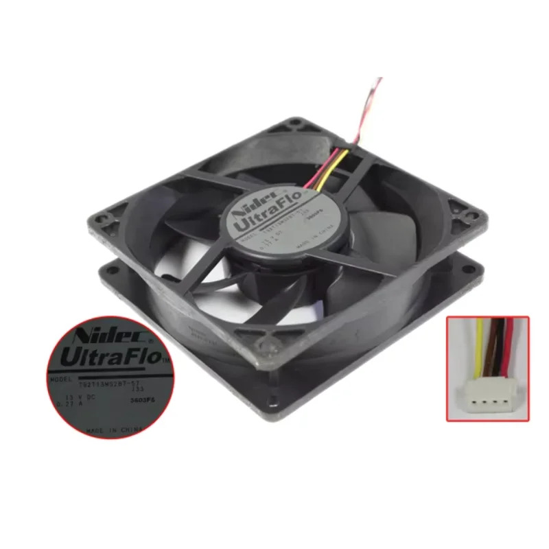 Nidec T92T1S2B7-57 J33 DC 13V 0.27A 92x92x25mm 4 와이어 서버 냉각팬
