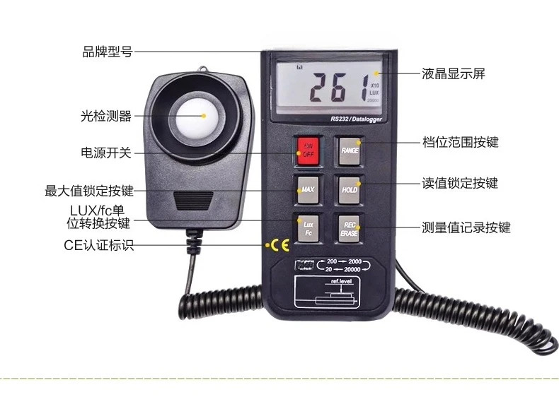 1336A 통신 기능 고정밀 디지털 메모리 조도계 광도계 USB
