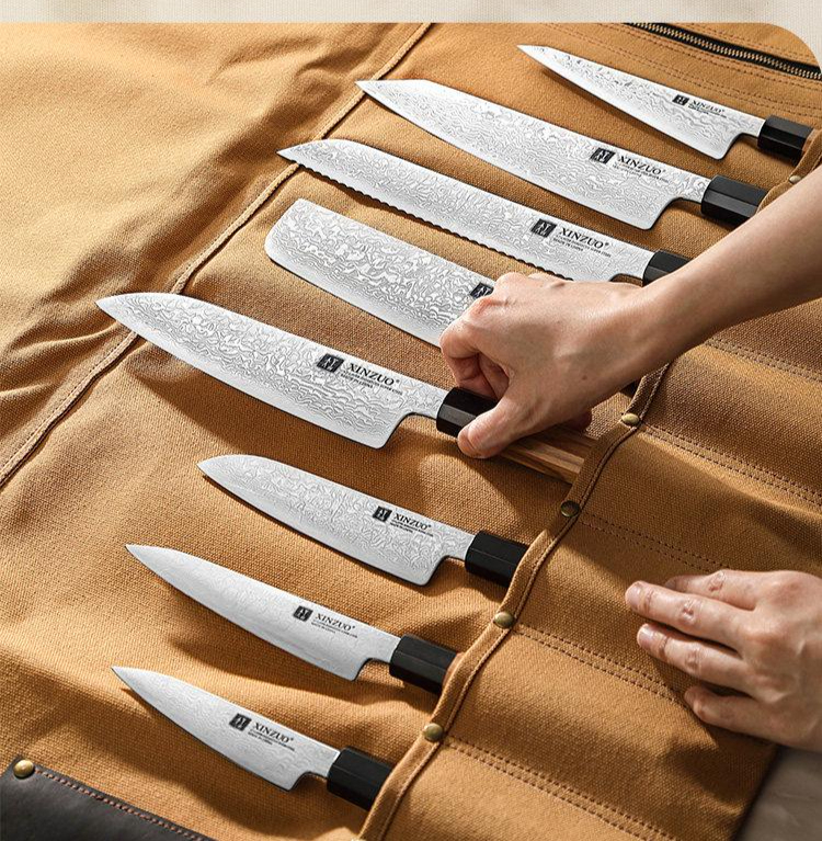 휴대용 칼케이스 가죽칼집 롤백 조리도구 보관케이스 나이프백 칼보관함 일식 칼꽂이 - 상품 이미지