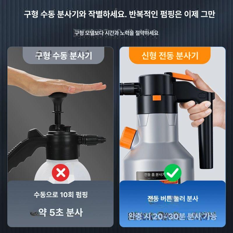 충전식 스프레이건 고압 안개분사 강력 전동폼건 소형전동분무기 청소용품 전기 - 상세 이미지 3