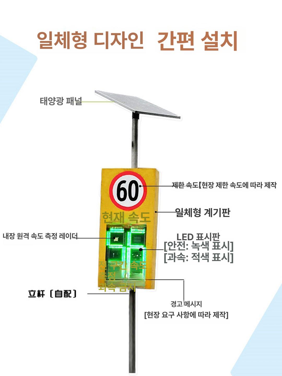 고속도로 속력표시 속도감지기 표지판 측정 레이더 제한 표시기 안내판 - 상세 이미지 4