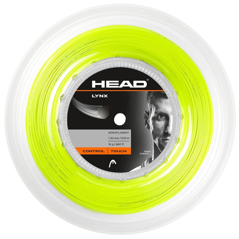 HEAD Lynx 테니스 라켓 스트링 160m(660피트) 네온 모노필라멘트 16게이지 - 스트링, 옐로우 17 Gauge Anthracite - 상품 이미지