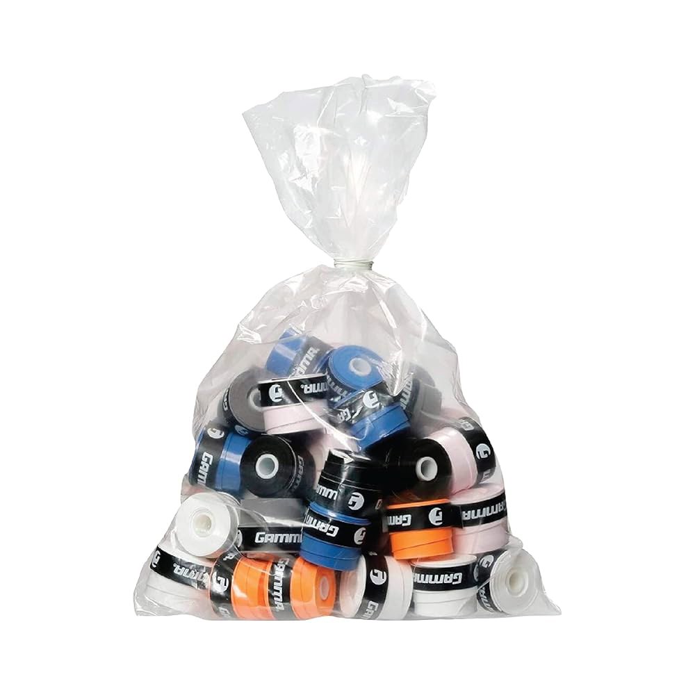 GAMMA Sports Supreme 오버그립, 테니스, 피클볼, 60개, 배드민턴 라켓용, 백 스쿼시, 리필 화이트 및 라켓볼 60-refill Bag Assorted - 상품 이미지