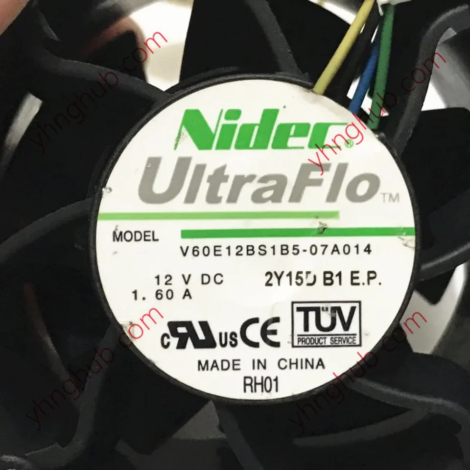 Nidec V60E12BS1B5-07A014 DC 4 와이어 서버 냉각팬 12V 1.60A 60x60x38mm