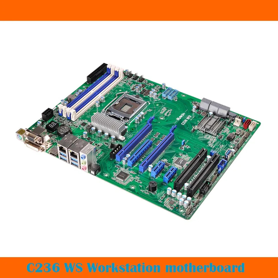 단일 CPU 워크스테이션 마더보드 ASRock호환 C236 WS LGA1151 지지대 E3-1200 v5/v6 슬롯 DDR4