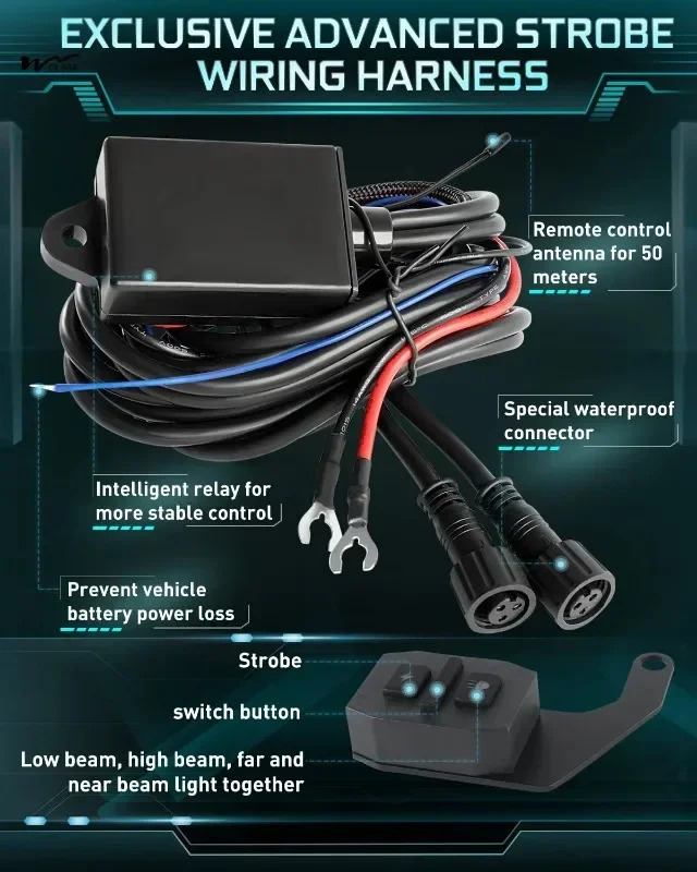 안개등 3000 LM 앰버 화이트 스트로브 램프 오프로드 스포트라이트 LED 주행등 5 가지 모드