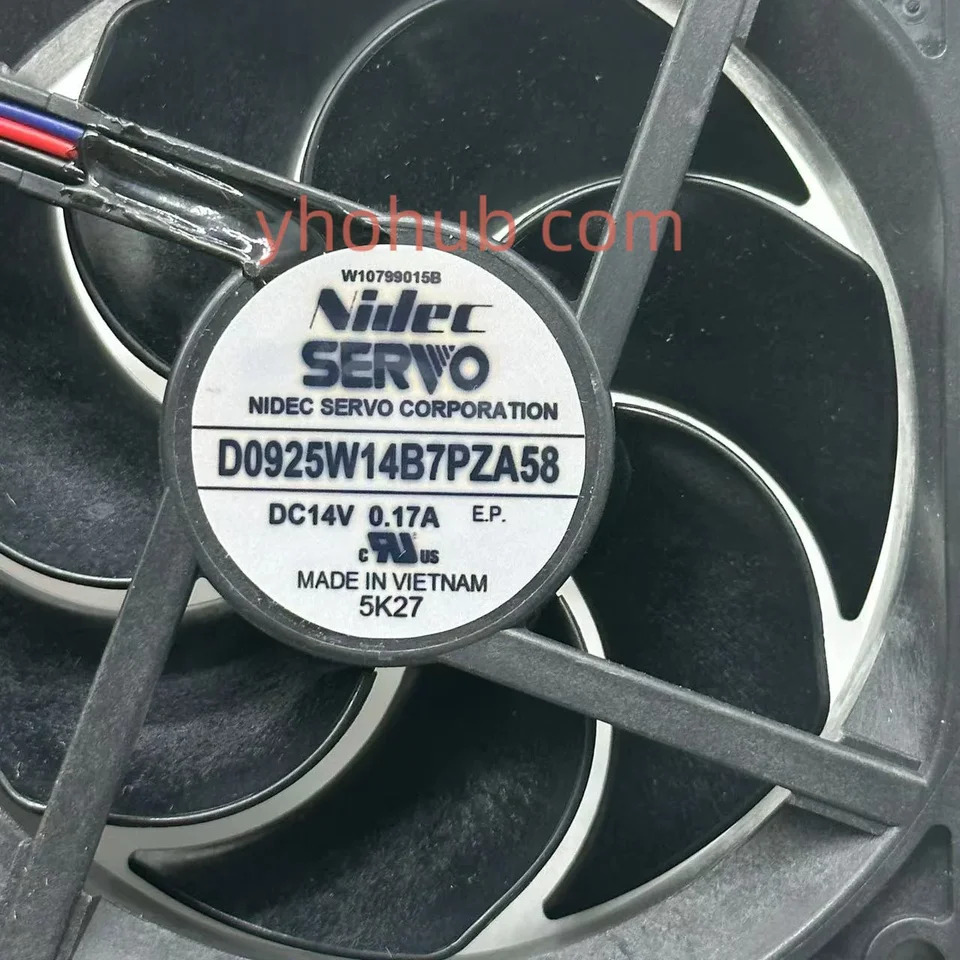Nidec 3 와이어 서버 냉각팬 D0925W14B7PZA58 DC 14V 0.17A 92x92x25mm