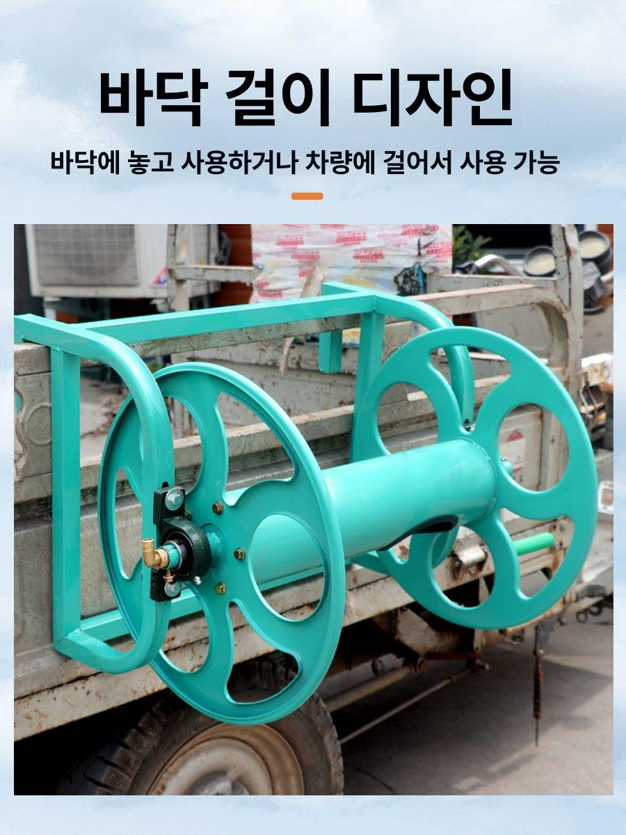 농업용 벽걸이형 워터릴 카트 급수 정원 청소 원예용 스테인레스 물호스릴 거치대 - 상세 이미지 3