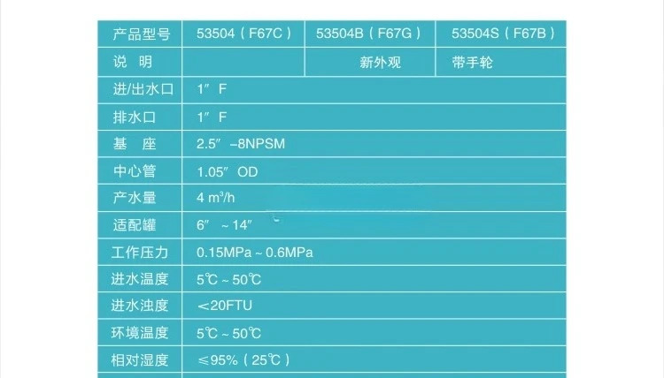 다방향 제어 밸브 F67B F67C F67G 역세척 자동 멀티미디어 여과 53504